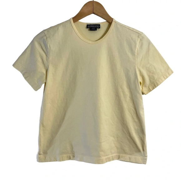 Lands End Yellow T Shirt Petite XS Crewneck Basic Pullover Top Short Sleeves - Picture 1 of 5